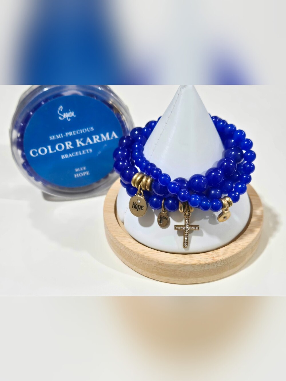 Nordstrom Color Karma Blue Hope Semi Precious Bracelet Set 3 NWT Unopened